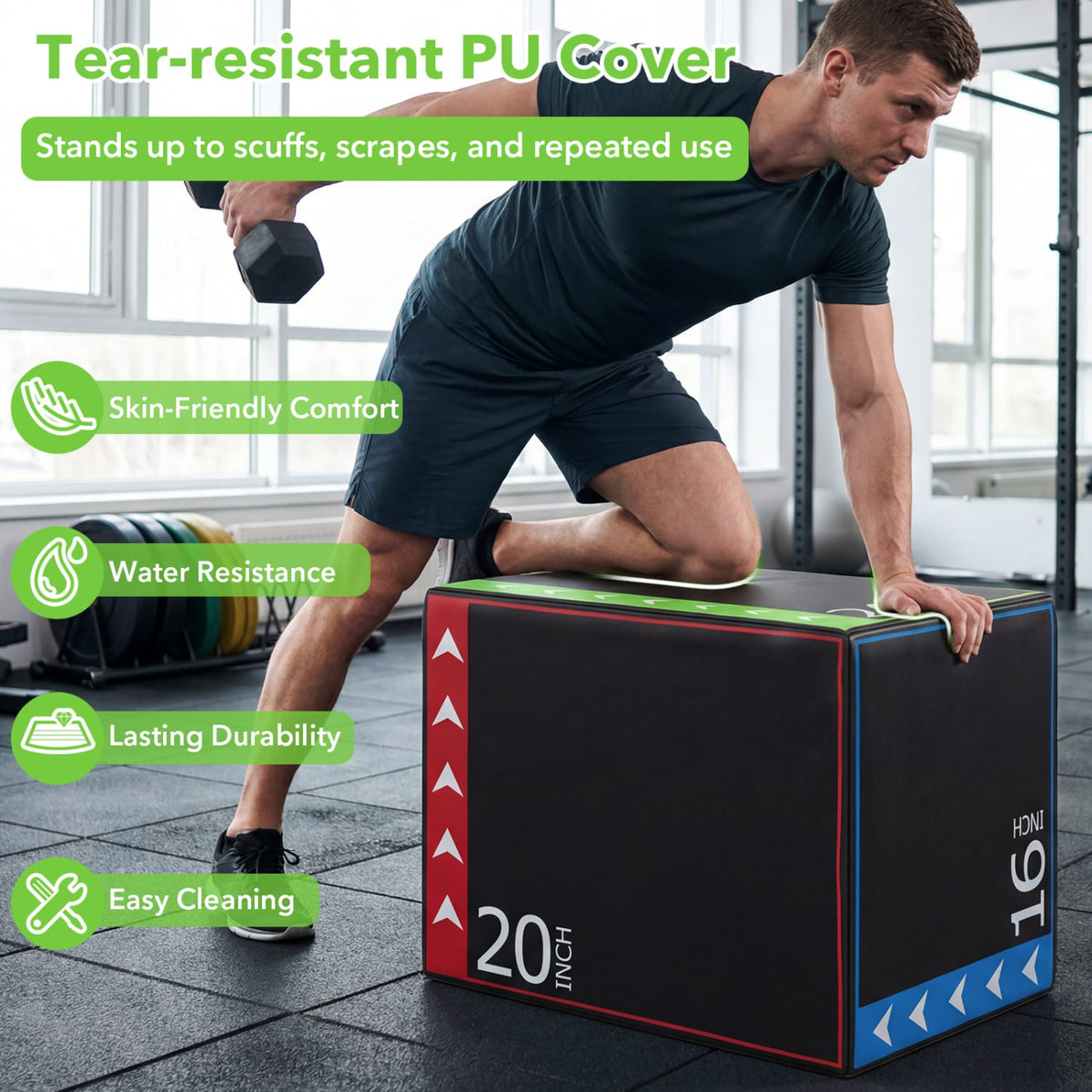 3-in-1 Plyometric Box 16 x 20 x 24 Inches Soft Plyo Jump Box-Yoga & Gym Mats-DECOROLALA