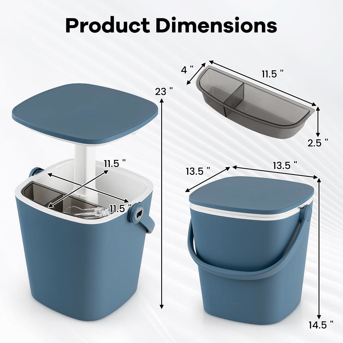 3-in-1 Portable Cooler Bar Table with Bottle Opener and Lift Top Lid for Camping Poolside-Blue-Coolers-DECOROLALA