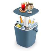 3-in-1 Portable Cooler Bar Table with Bottle Opener and Lift Top Lid for Camping Poolside-Blue-Coolers-DECOROLALA