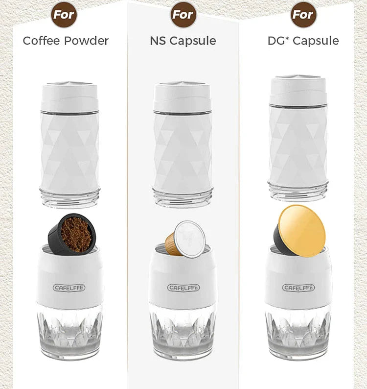3 in 1 Portable Manual Espresso Maker Hand Press Coffee Brewer White-Espresso Machines-DECOROLALA