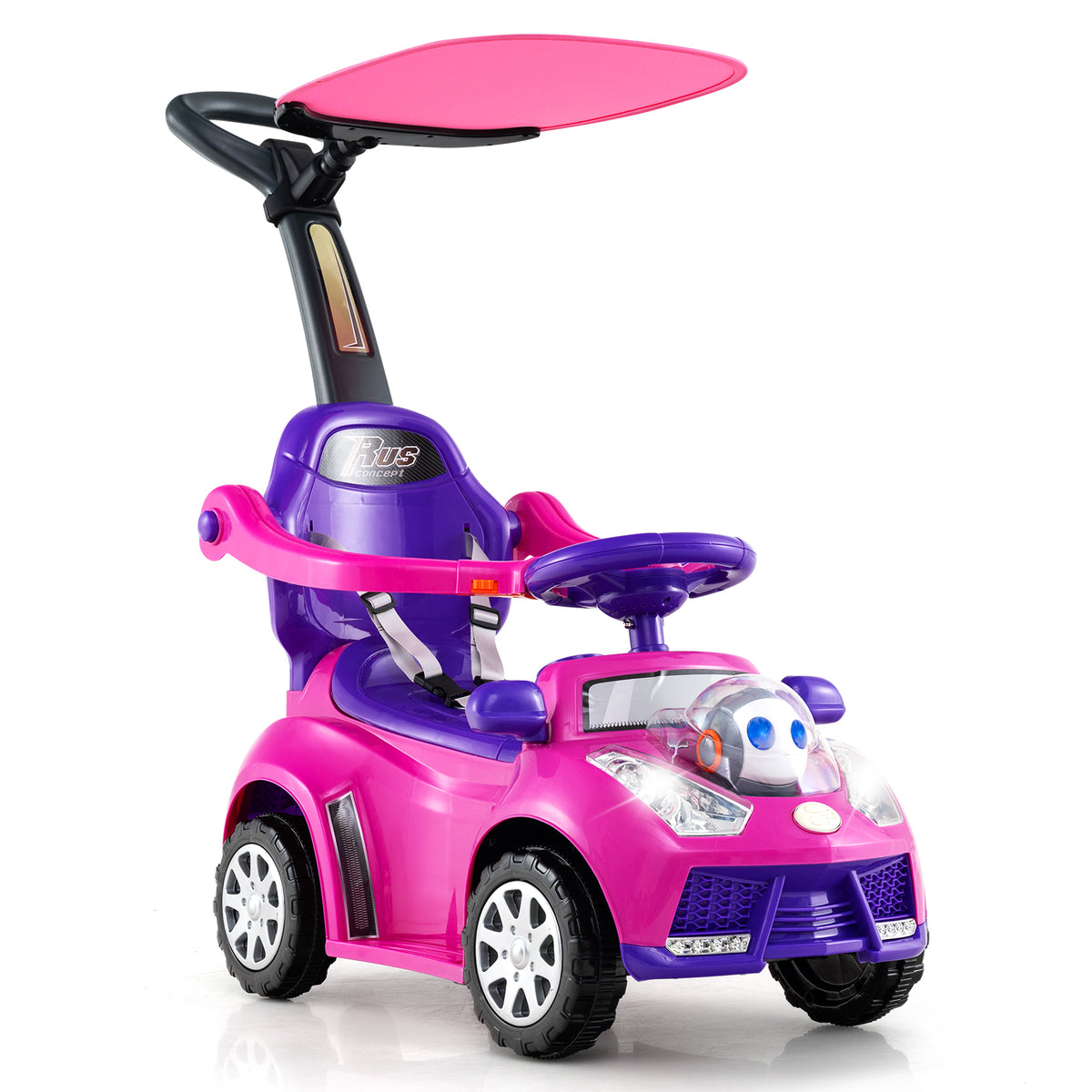 Voiture à pousser 3-en-1 pour tout-petit, poussette et voiture de marche pour garçons et filles