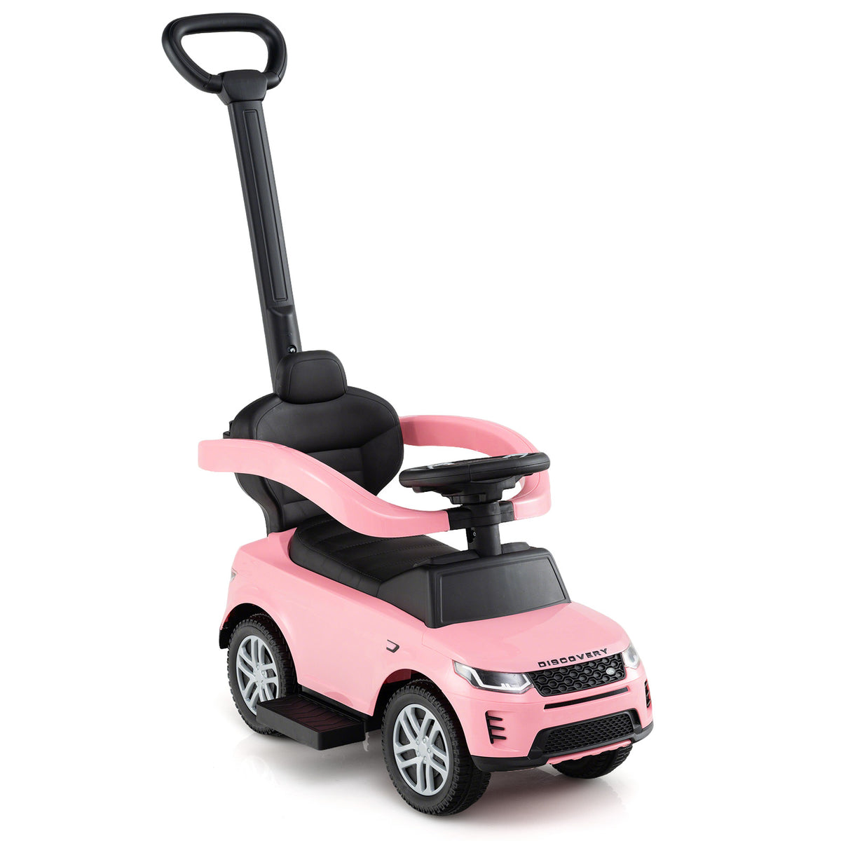 Voiture à pousser 3-en-1 avec poignée amovible et barre de protection pour enfants de 18 à 36 mois