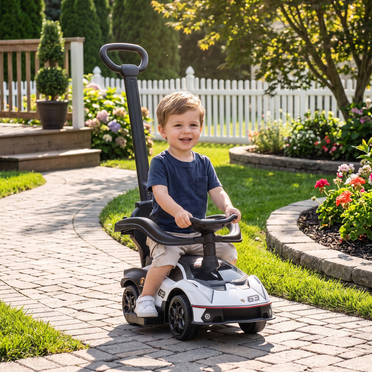3 in 1 Ride on Push Car for Toddlers, Licensed Kids Sliding Car with Safety Protection Footrest Horn-Toys & Games > Baby & Toddler Toys > Riding & Rocking Toys > Push Cars for Toddlers-DECOROLALA