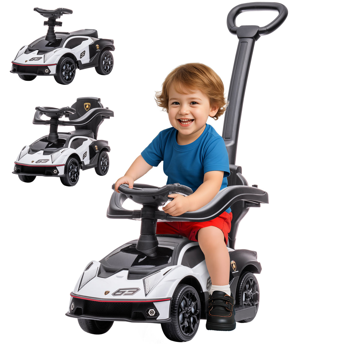 3 in 1 Ride on Push Car for Toddlers, Licensed Kids Sliding Car with Safety Protection Footrest Horn-Toys & Games > Baby & Toddler Toys > Riding & Rocking Toys > Push Cars for Toddlers-DECOROLALA