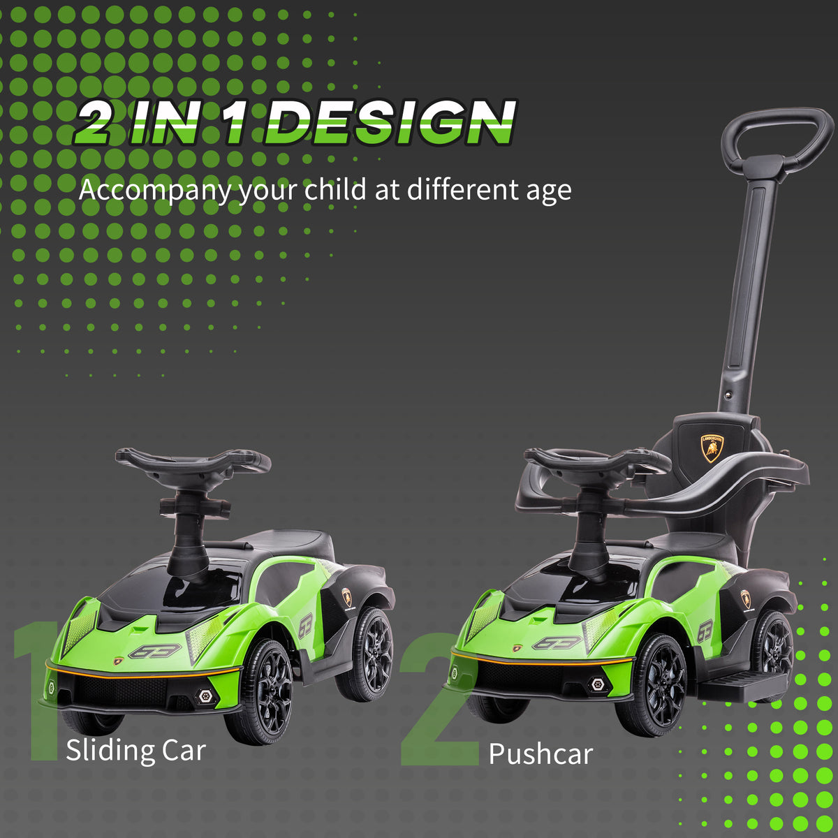 3 in 1 Ride on Push Car for Toddlers, Licensed Kids Sliding Car with Safety Protection Footrest Horn-Toys & Games > Baby & Toddler Toys > Riding & Rocking Toys > Push Cars for Toddlers-DECOROLALA