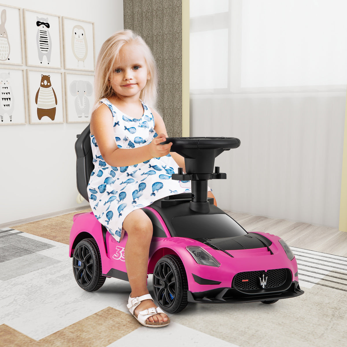 3-in-1 Ride on Push Car Maserati Licensed Sliding Car with Music