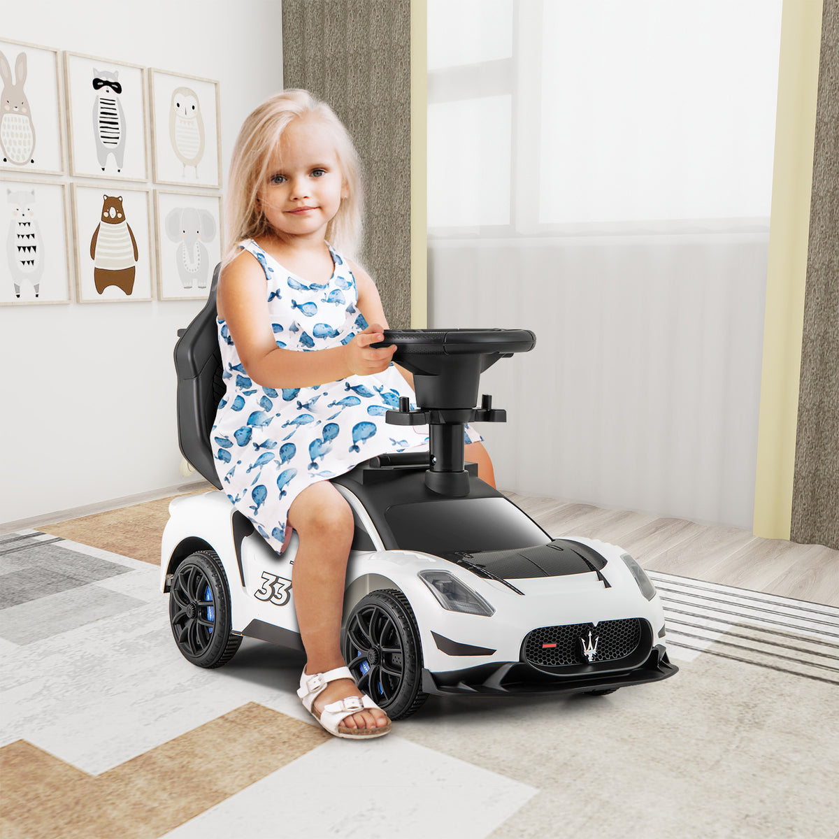 3-in-1 Ride on Push Car Maserati Licensed Sliding Car with Music