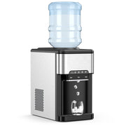 3-in-1 Water Cooler Dispenser with Built-in Ice Maker and 3 Temperature Settings-Silver-Water Dispensers-DECOROLALA