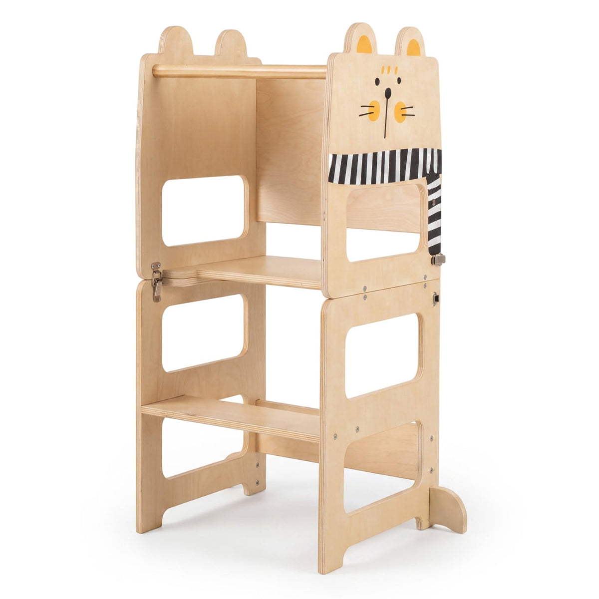 3-in-1 Wooden Kids Toddler Kitchen Step Stool with Blackboard-Black&White-Toddler & Kids Furniture-DECOROLALA
