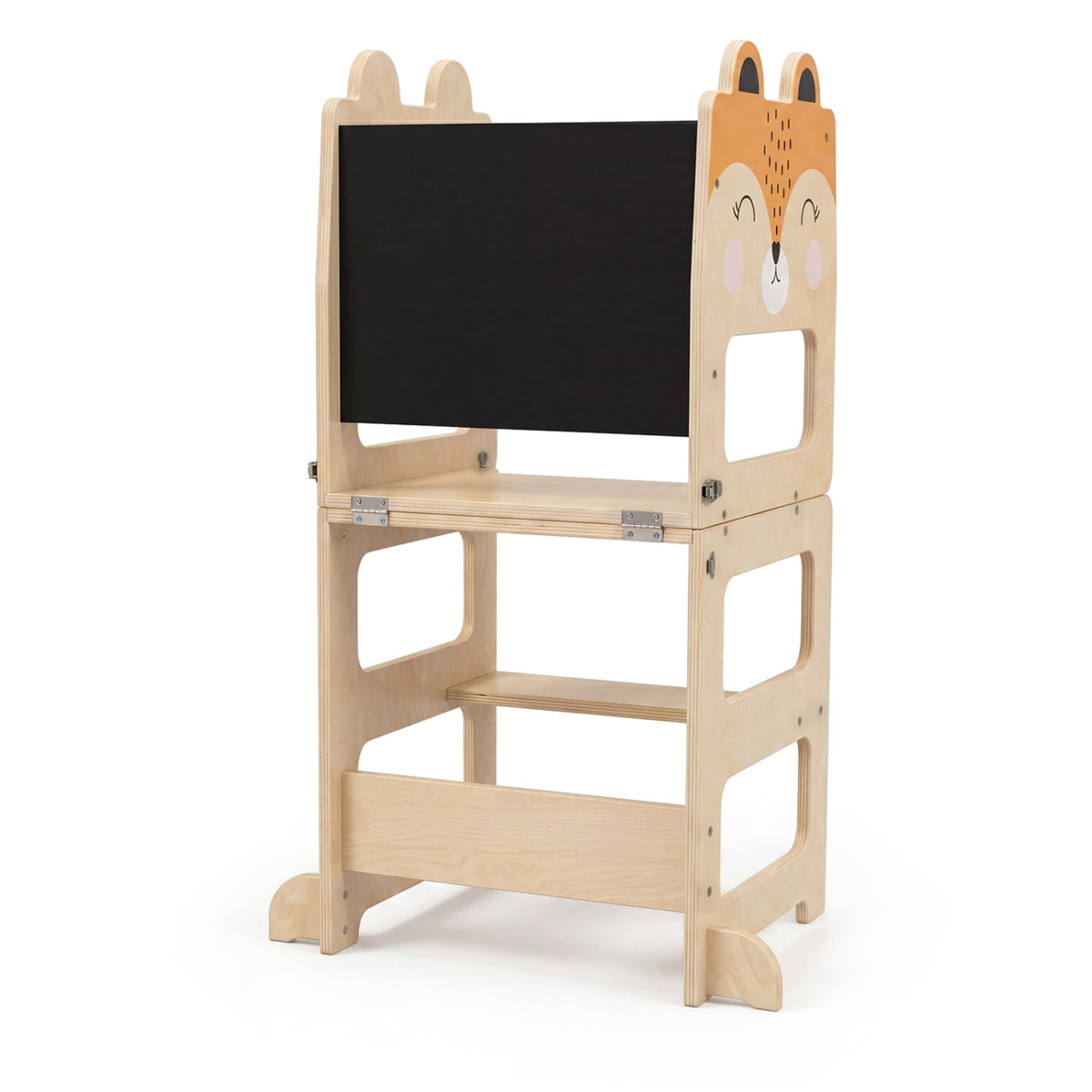 3-in-1 Wooden Kids Toddler Kitchen Step Stool with Blackboard-Orange-Toddler & Kids Furniture-DECOROLALA