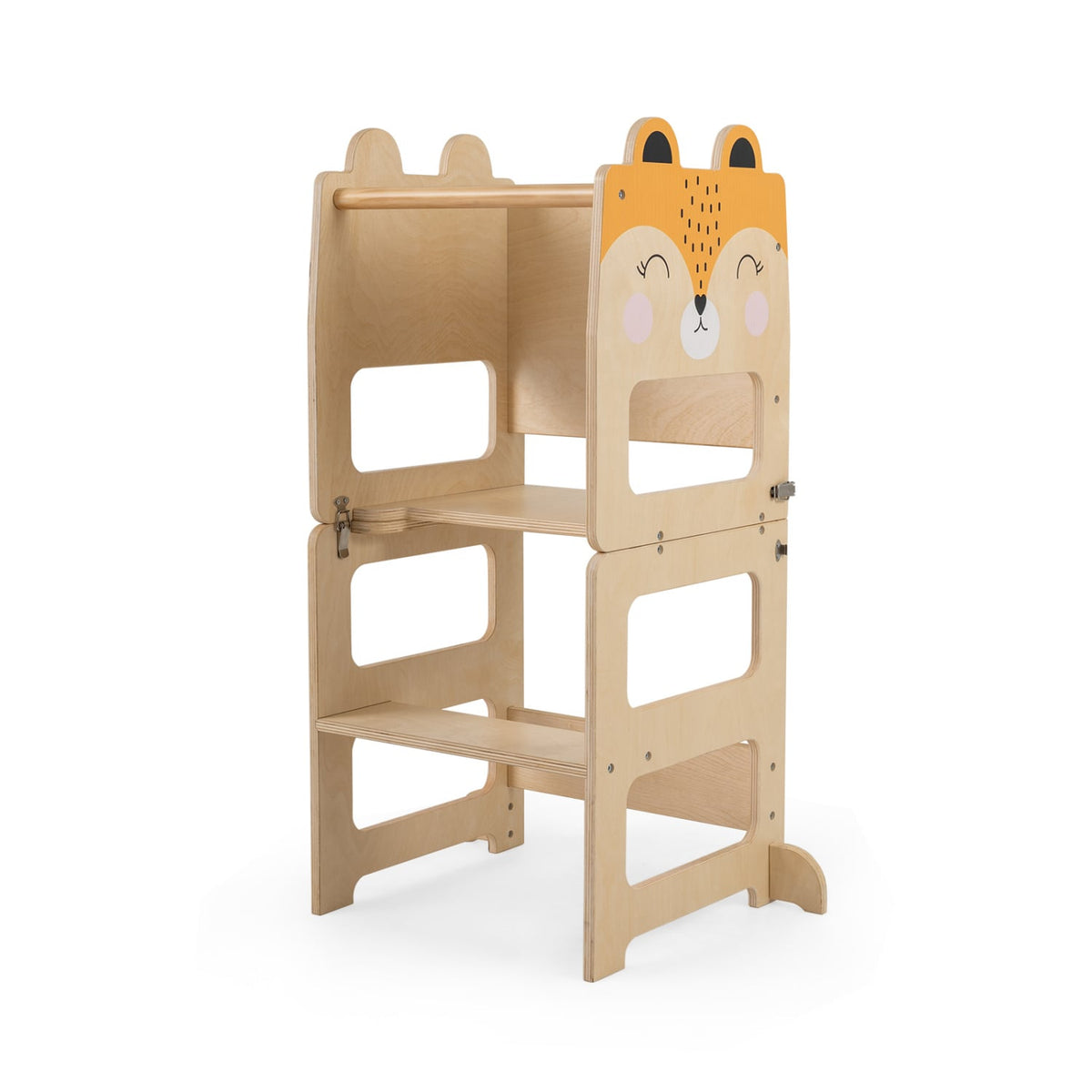 3-in-1 Wooden Kids Toddler Kitchen Step Stool with Blackboard-Orange-Toddler & Kids Furniture-DECOROLALA