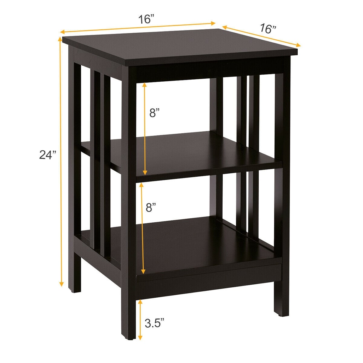 3-tier Side Table Nightstand with Stable Structure-Dark Brown-End & Side Tables-DECOROLALA