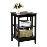 3-tier Side Table Nightstand with Stable Structure-Dark Brown-End & Side Tables-DECOROLALA