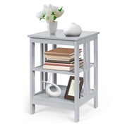 3-tier Side Table Nightstand with Stable Structure-Gray-End & Side Tables-DECOROLALA