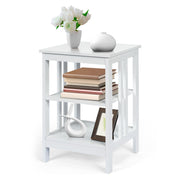 3-tier Side Table Nightstand with Stable Structure-White-End & Side Tables-DECOROLALA