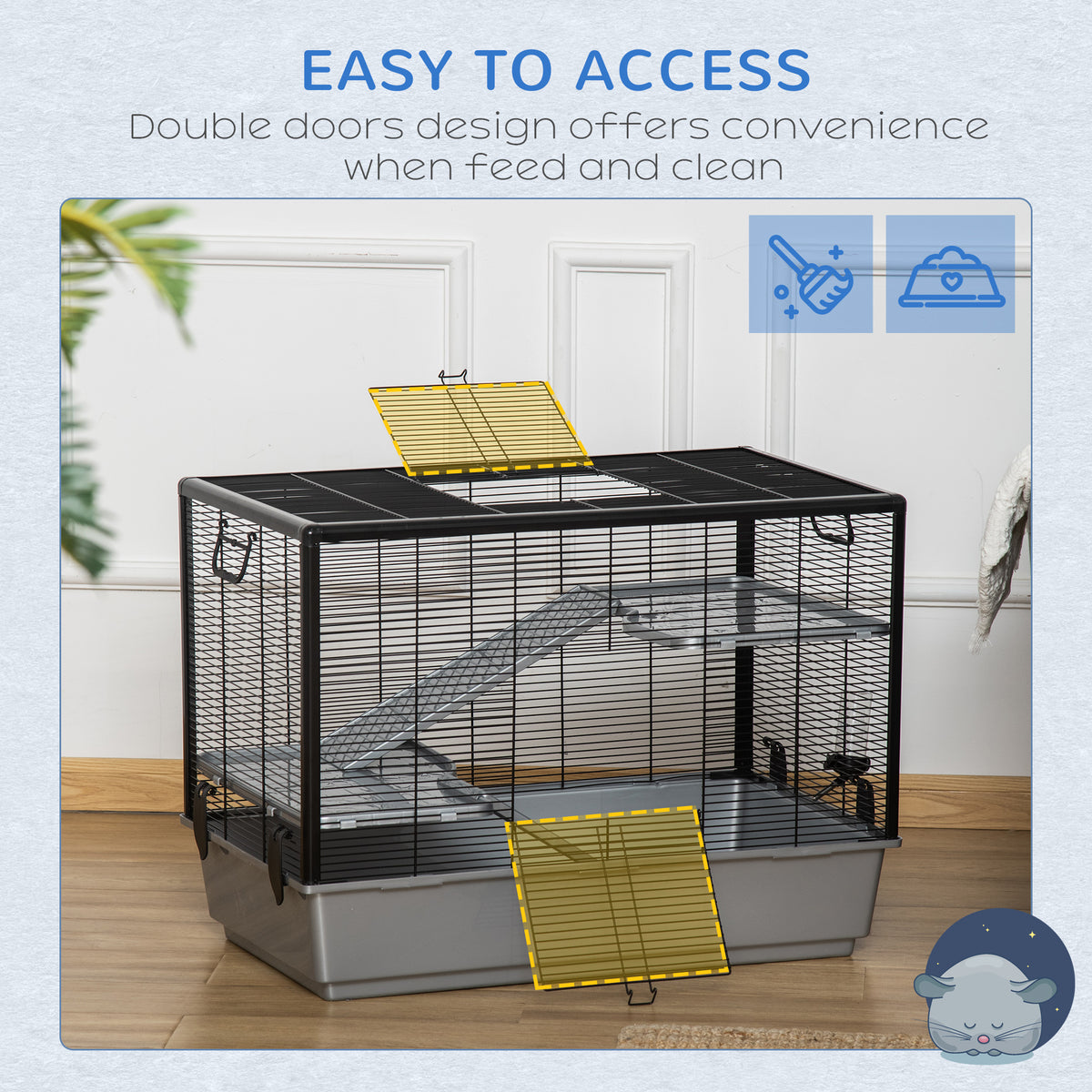 3-tier Small Animal Cage with Accessories - Grey 31.5"x19"x23"-Small Animals-DECOROLALA