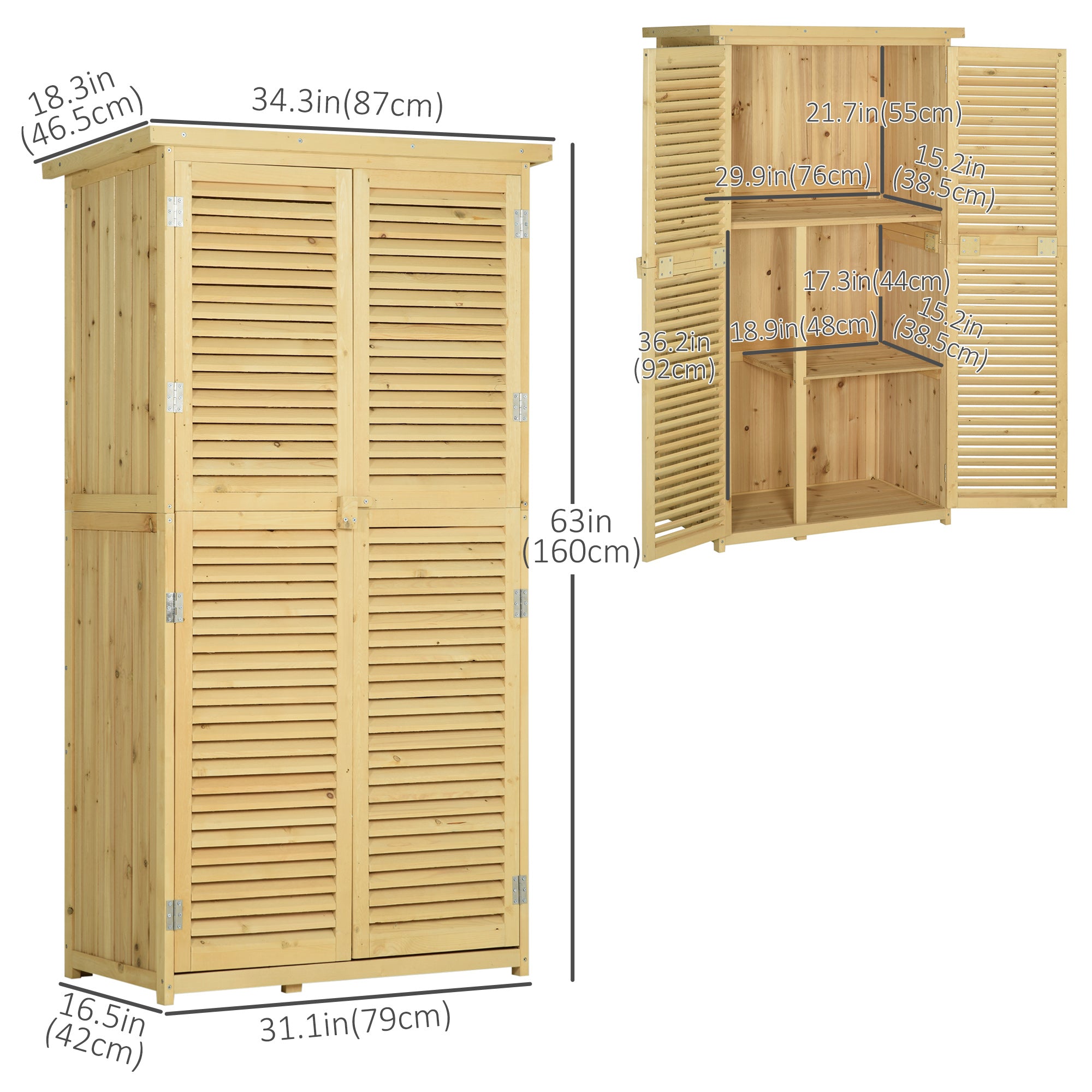 3' x 5' Wooden Garden Storage Shed with Asphalt Roof - Natural-Patio & Garden > Lawn & Garden > Sheds-DECOROLALA