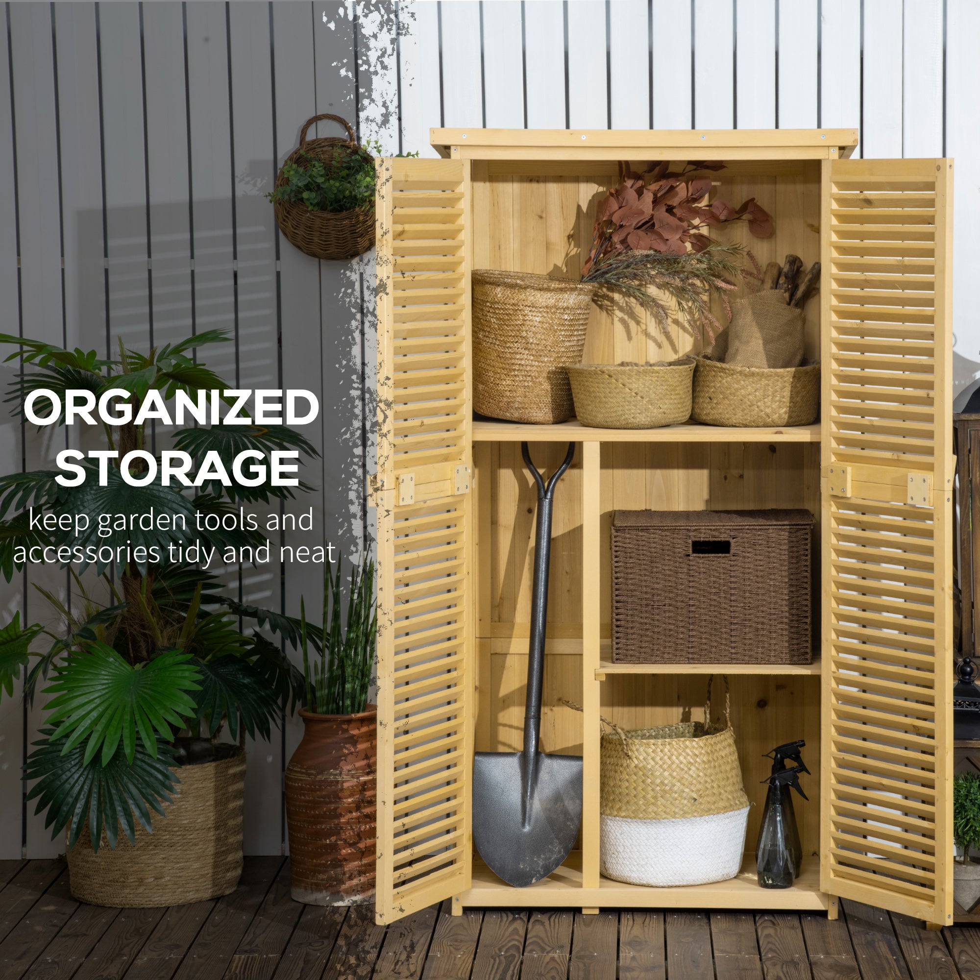 3' x 5' Wooden Garden Storage Shed with Asphalt Roof - Natural-Patio & Garden > Lawn & Garden > Sheds-DECOROLALA