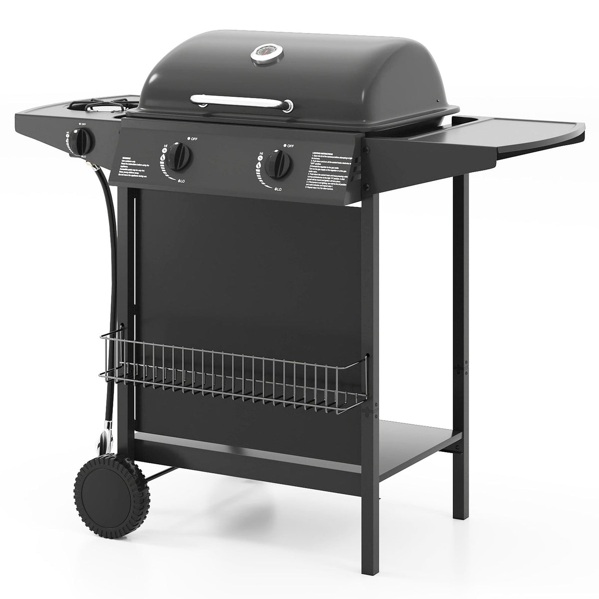 30 000 BTU Outdoor Burner Propane Gas Grill on Wheels-Black-Outdoor Grills-DECOROLALA