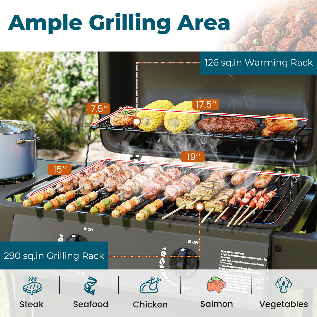 30 000 BTU Outdoor Burner Propane Gas Grill on Wheels-Black-Outdoor Grills-DECOROLALA