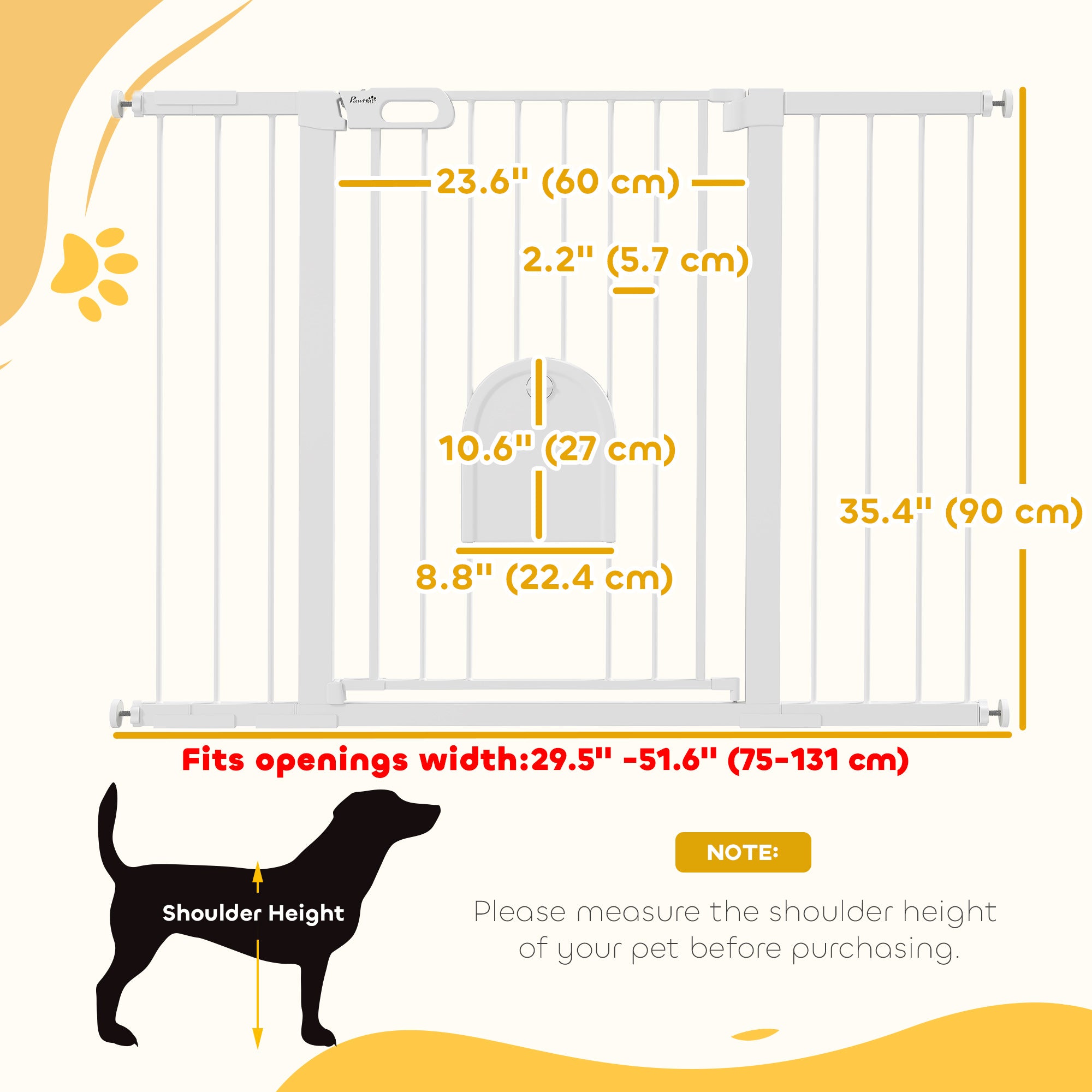 30"-52" Extra Wide Pet Gate Barrier with Small Door, 35"H Dog Gate with Safety Gate Barrier, Stair Pressure Fit, Black-Dogs-DECOROLALA