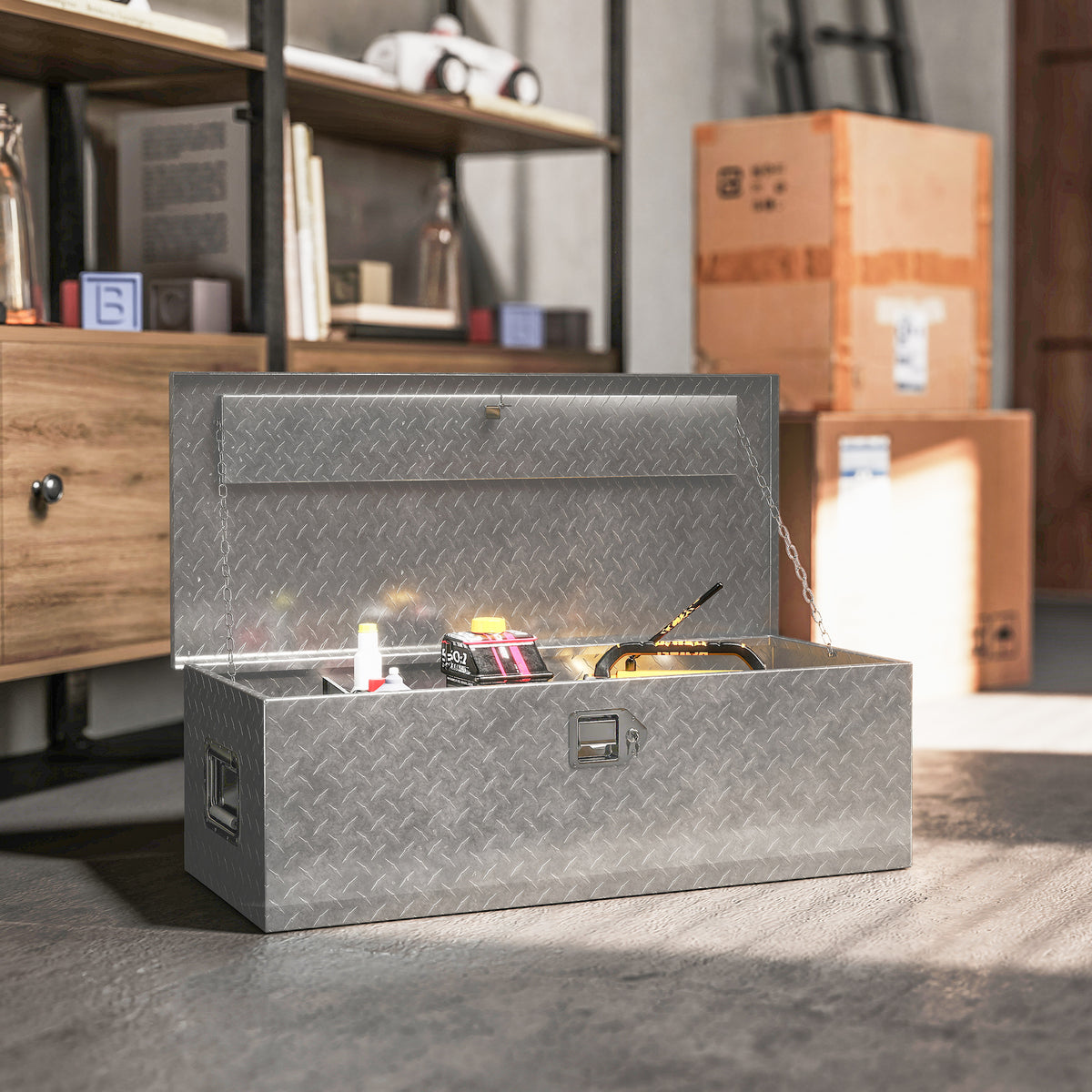 30" Aluminum Truck Bed Tool Box - Silver 11.4 Gallon-Home Improvement > Tools > Tool Organizers-DECOROLALA