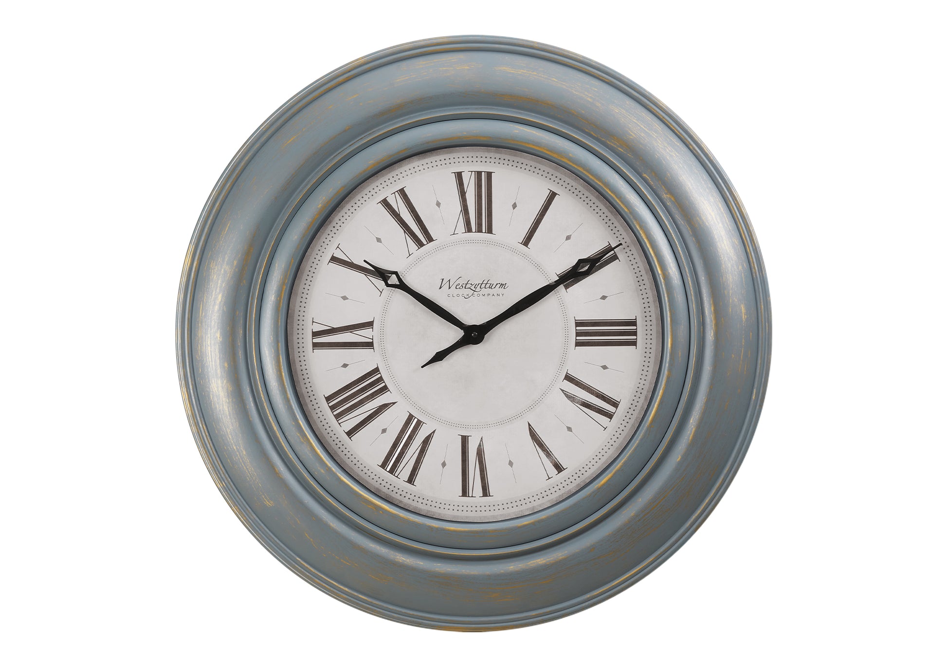 30" Antique Blue Wall Clock with Roman Numerals-Clocks-DECOROLALA