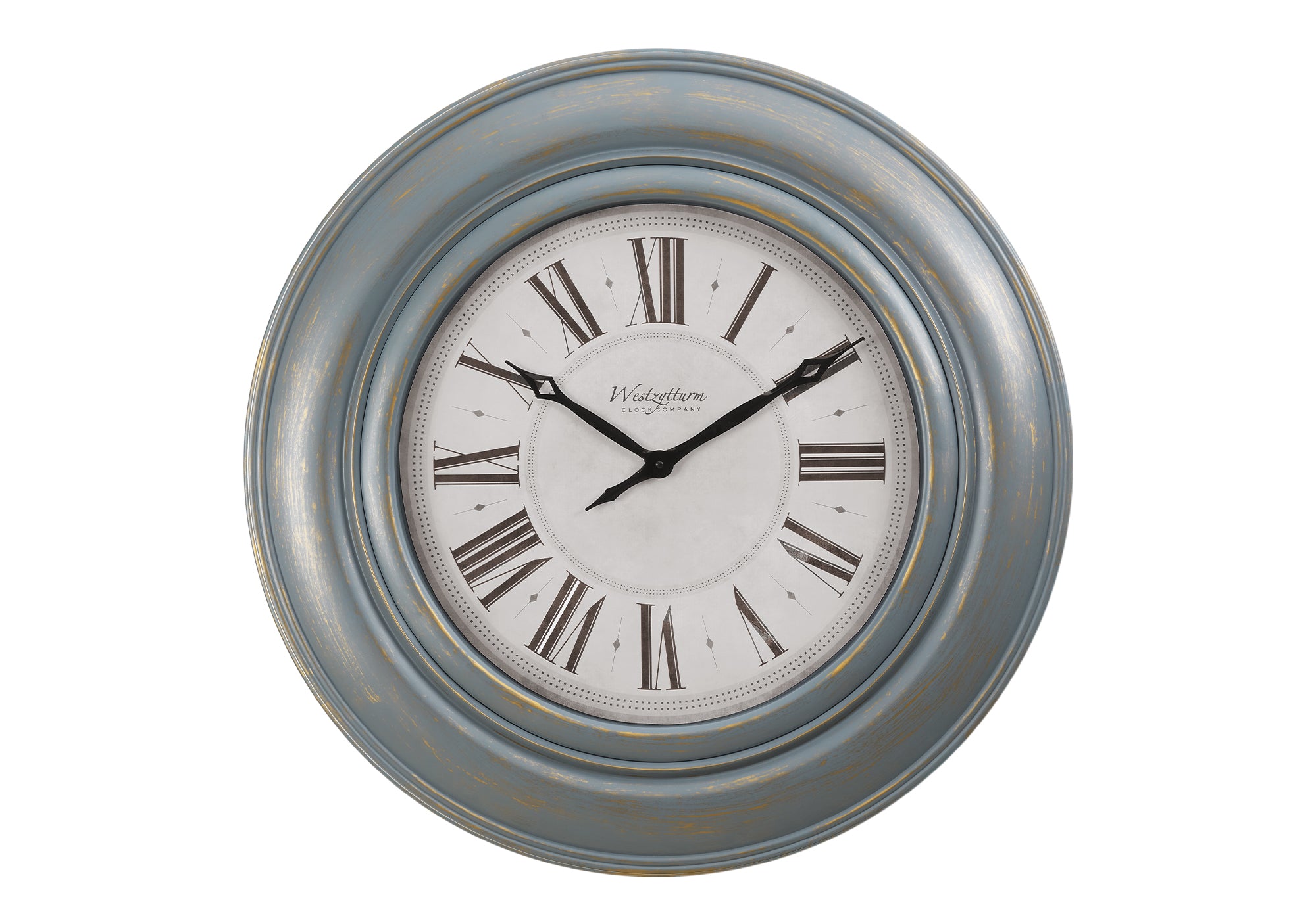 30" Antique Blue Wall Clock with Roman Numerals-Clocks-DECOROLALA