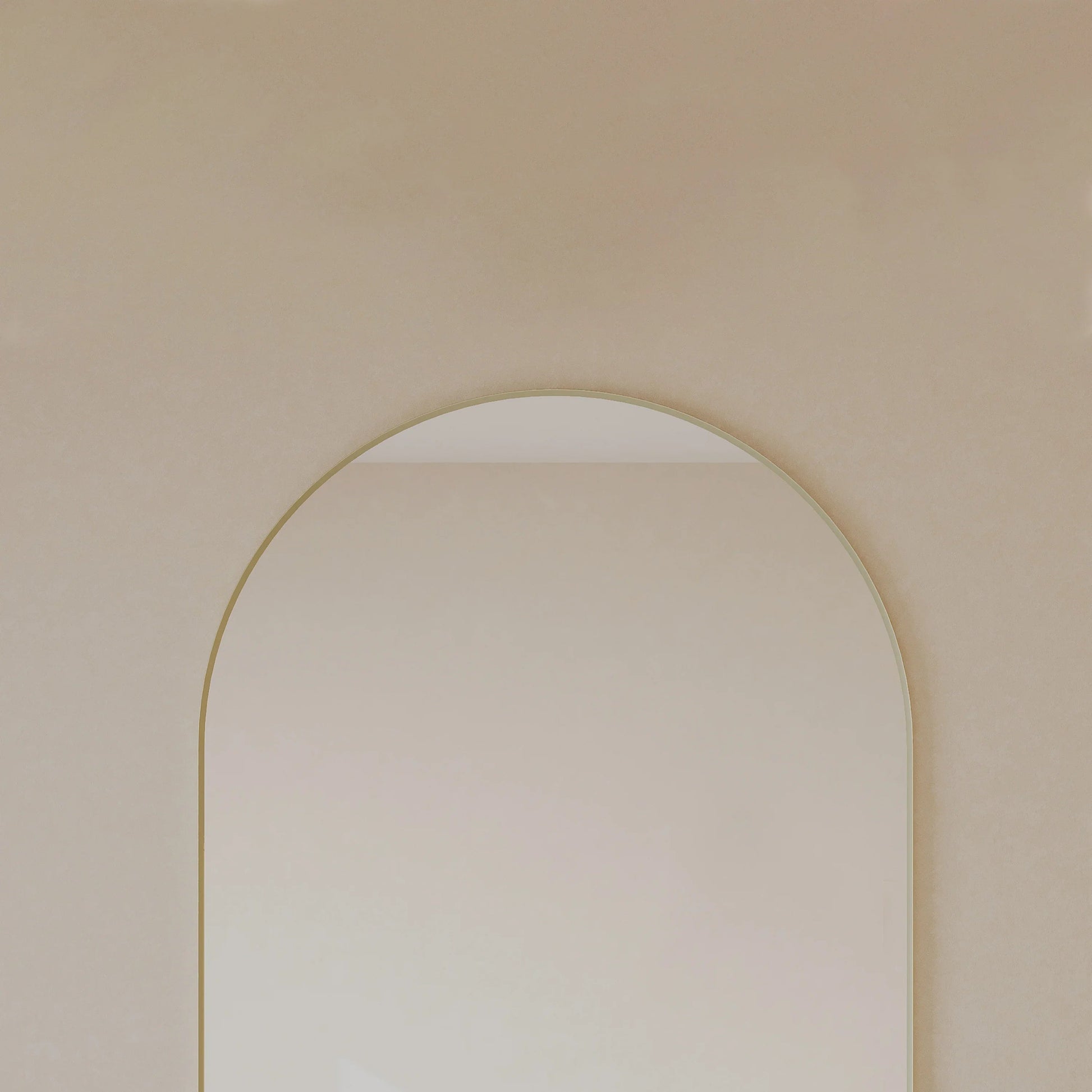 30" Arched Aluminum Frame Mirror in Brushed Gold-Migration_Mirrors-DECOROLALA