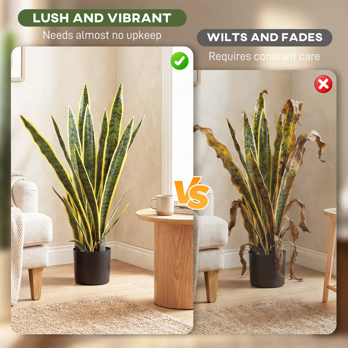 30" Artificial Snake Plant with 21 Leaves in Pot, Decorative Fake Plant for Home, Office, and Living Room, Green-Artificial Trees-DECOROLALA