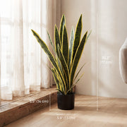 30" Artificial Snake Plant with 21 Leaves in Pot, Decorative Fake Plant for Home, Office, and Living Room, Green-Artificial Trees-DECOROLALA