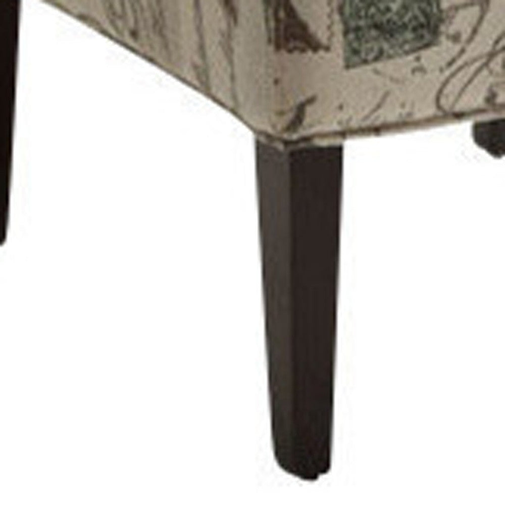 30" Beige and Brown Fabric Abstract Side Chair-Accent Chairs-DECOROLALA