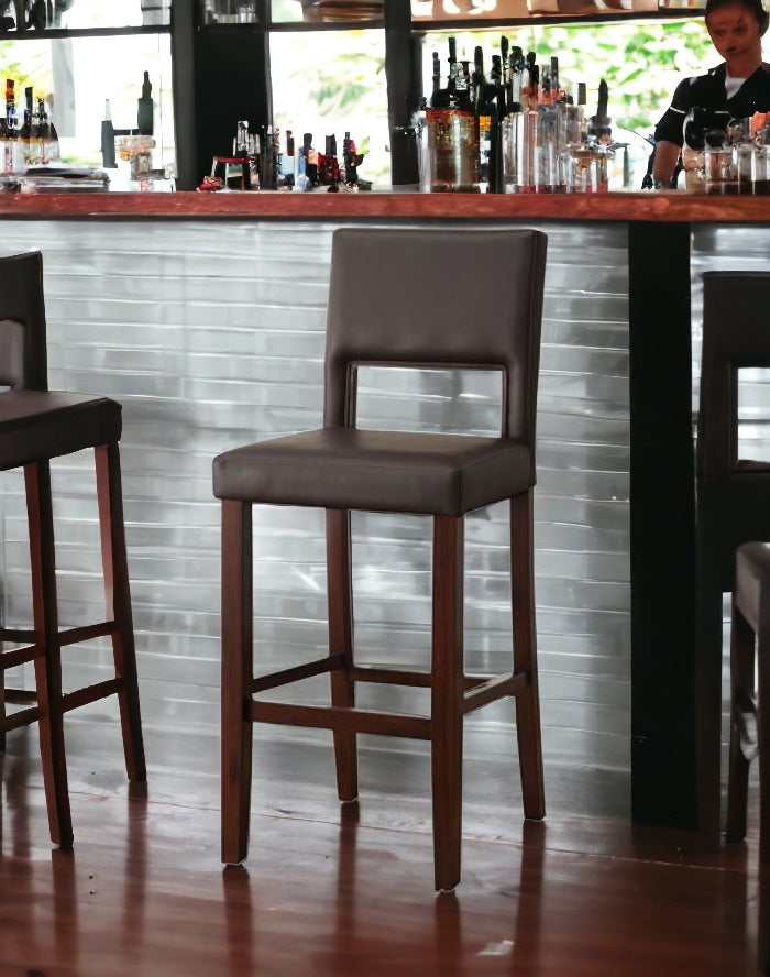 30" Black And Espresso Solid Wood Bar Height Bar Chair-Bar Chairs-DECOROLALA