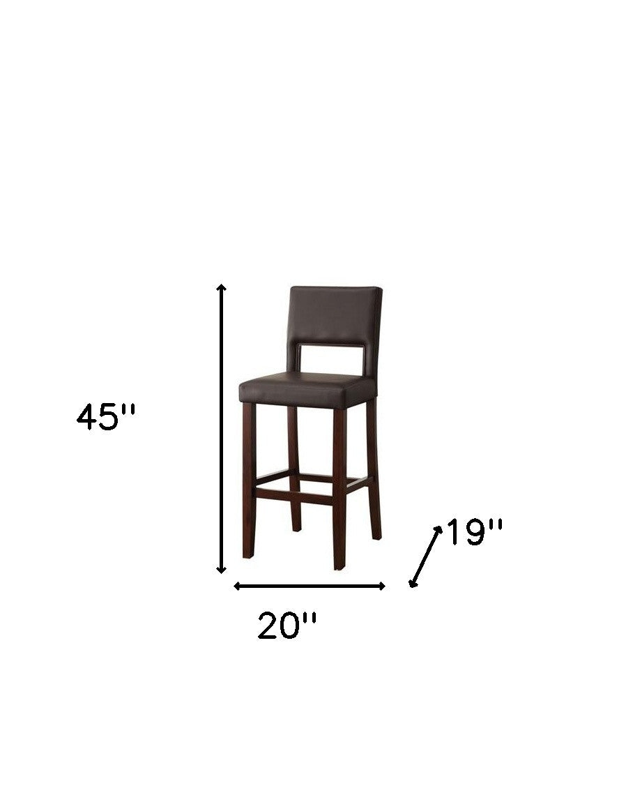 30" Black And Espresso Solid Wood Bar Height Bar Chair-Bar Chairs-DECOROLALA