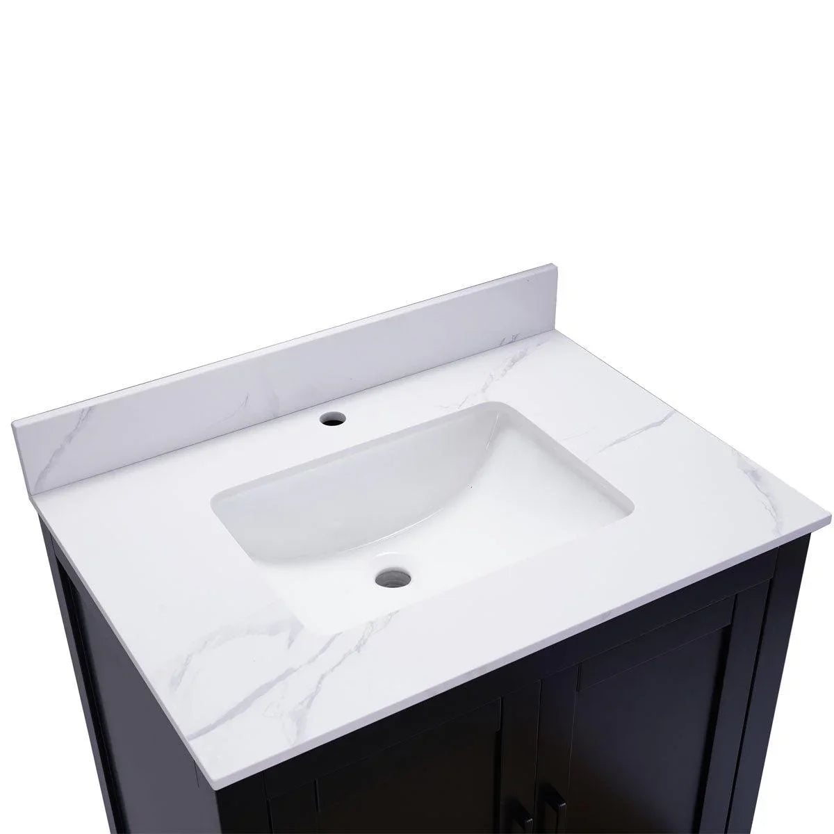 30" Black Freestanding Bathroom Vanity with Engineered Calcutta Marble Countertop-Migration_Bathroom Vanities-DECOROLALA