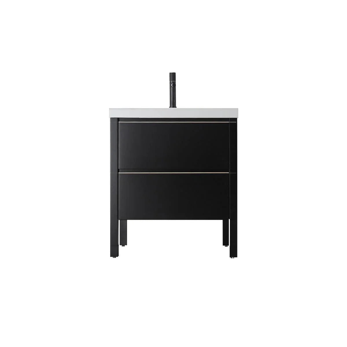 30" Black Freestanding Single Sink Bathroom Vanity with White Quartz Countertop-Migration_Bathroom Vanities-DECOROLALA