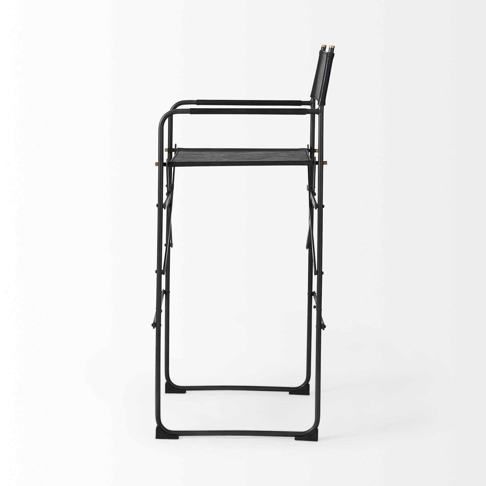 30" Black Leather And Metal Bar Height Bar Chair-Bar Chairs-DECOROLALA