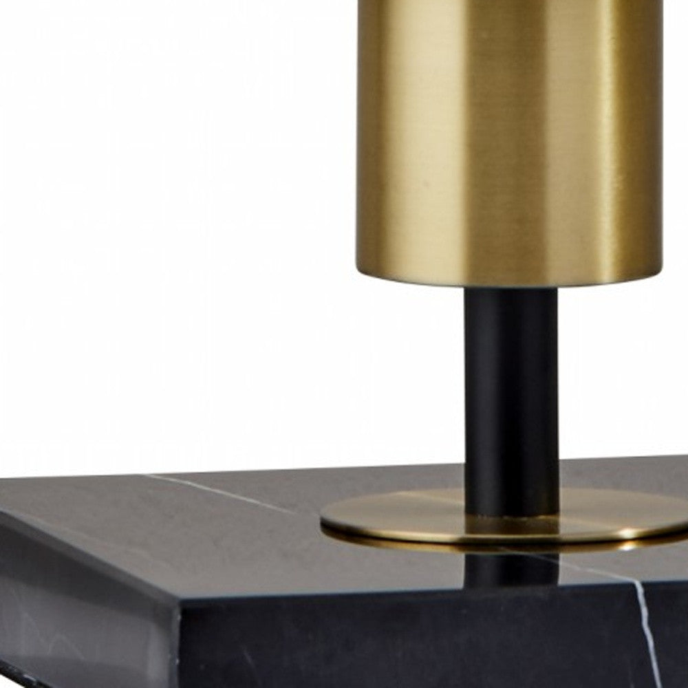 30" Black Marble Metal Standard Table Lamp-Table Lamps-DECOROLALA