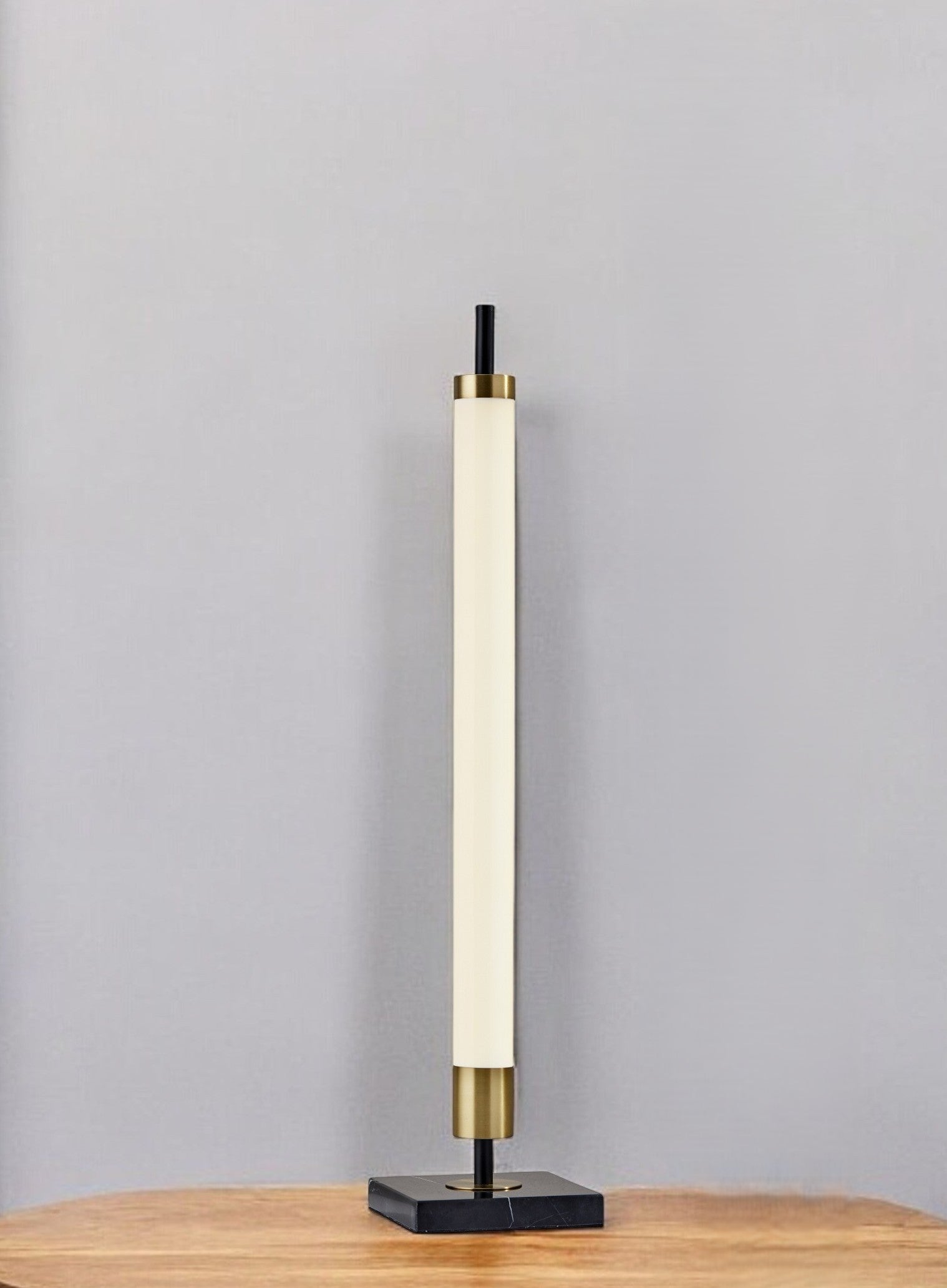 30" Black Marble Metal Standard Table Lamp-Table Lamps-DECOROLALA