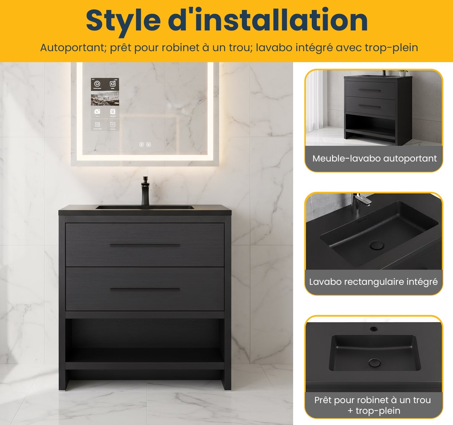 30" Black Oak Freestanding Single Sink Bathroom Vanity with Black Engineered Quartz Countertop-Migration_Bathroom Vanities-DECOROLALA