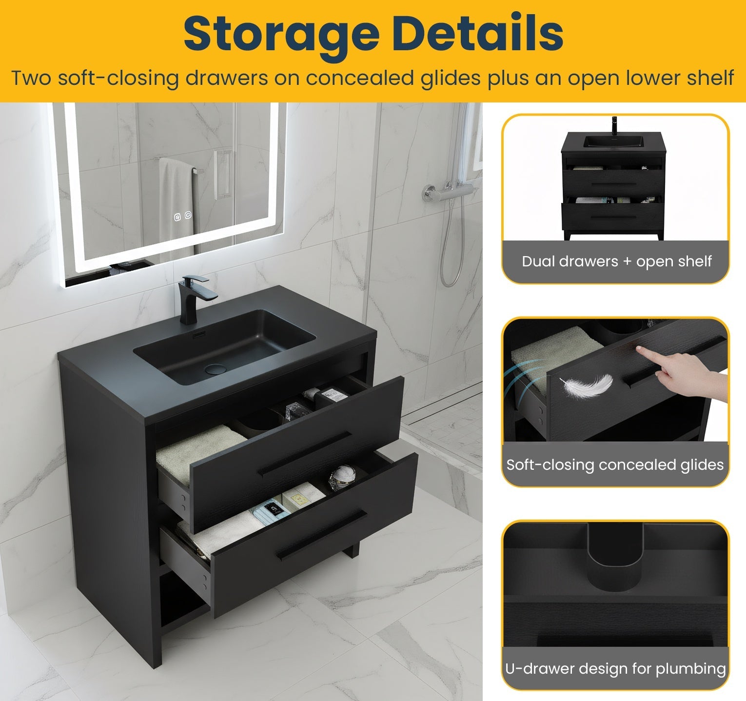 30" Black Oak Freestanding Single Sink Bathroom Vanity with Black Engineered Quartz Countertop-Migration_Bathroom Vanities-DECOROLALA