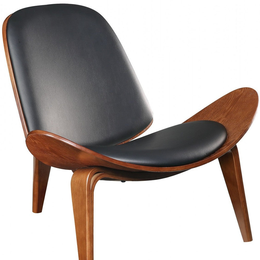 30" Black and Brown Faux Leather Side Chair-Accent Chairs-DECOROLALA