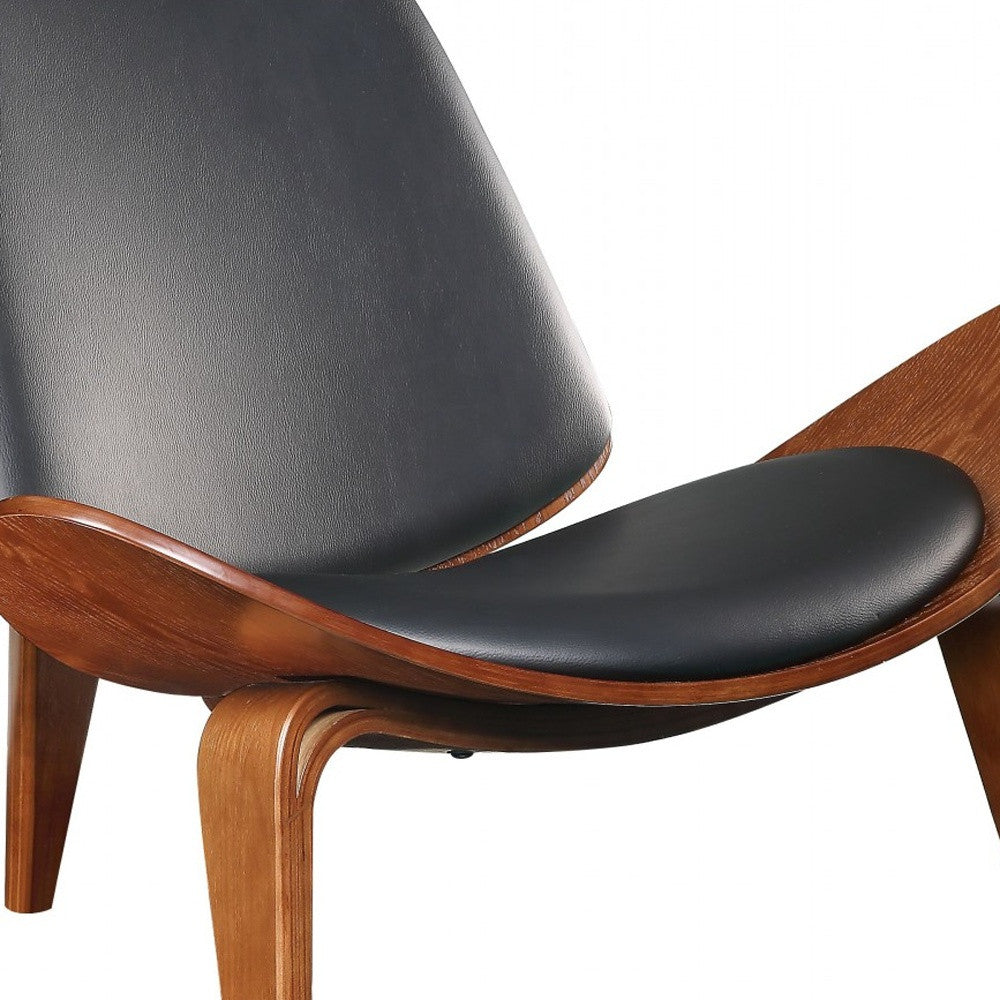 30" Black and Brown Faux Leather Side Chair-Accent Chairs-DECOROLALA