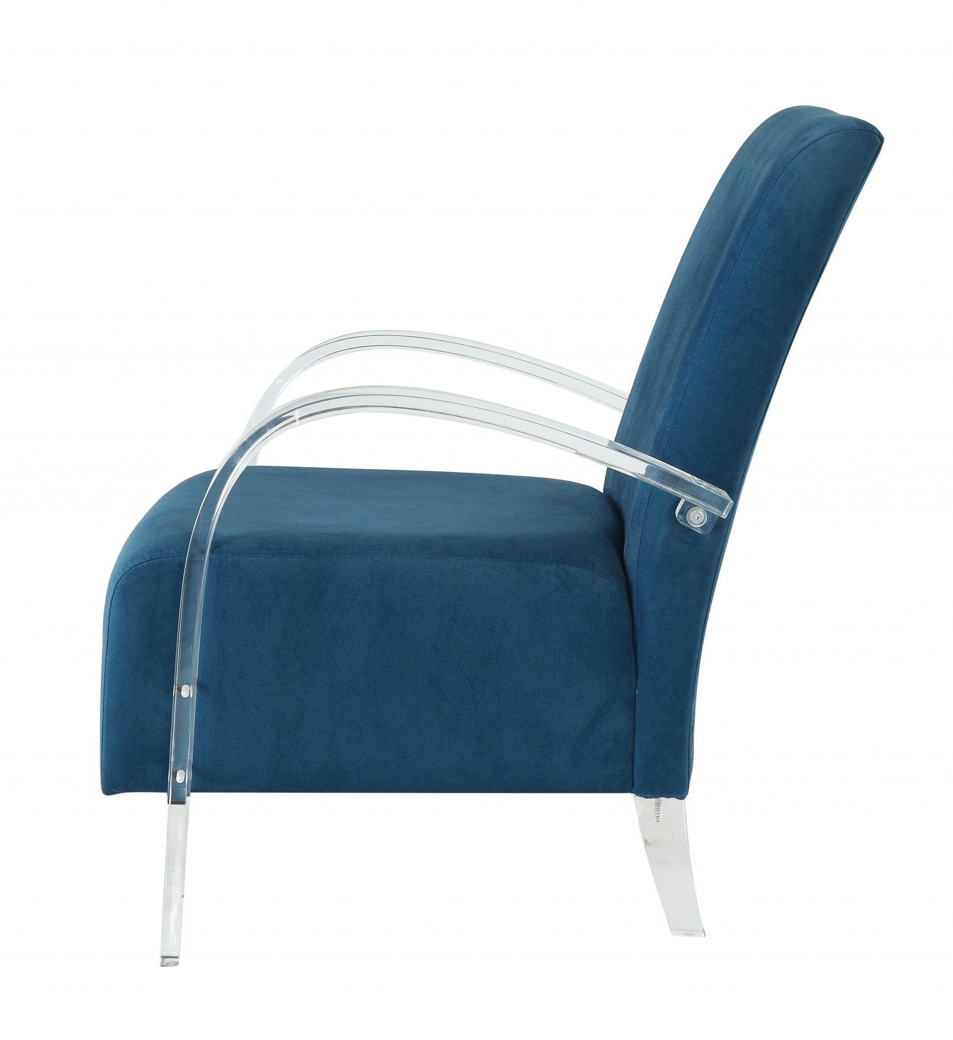 30" Blue and White Velvet Arm Chair-Accent Chairs-DECOROLALA