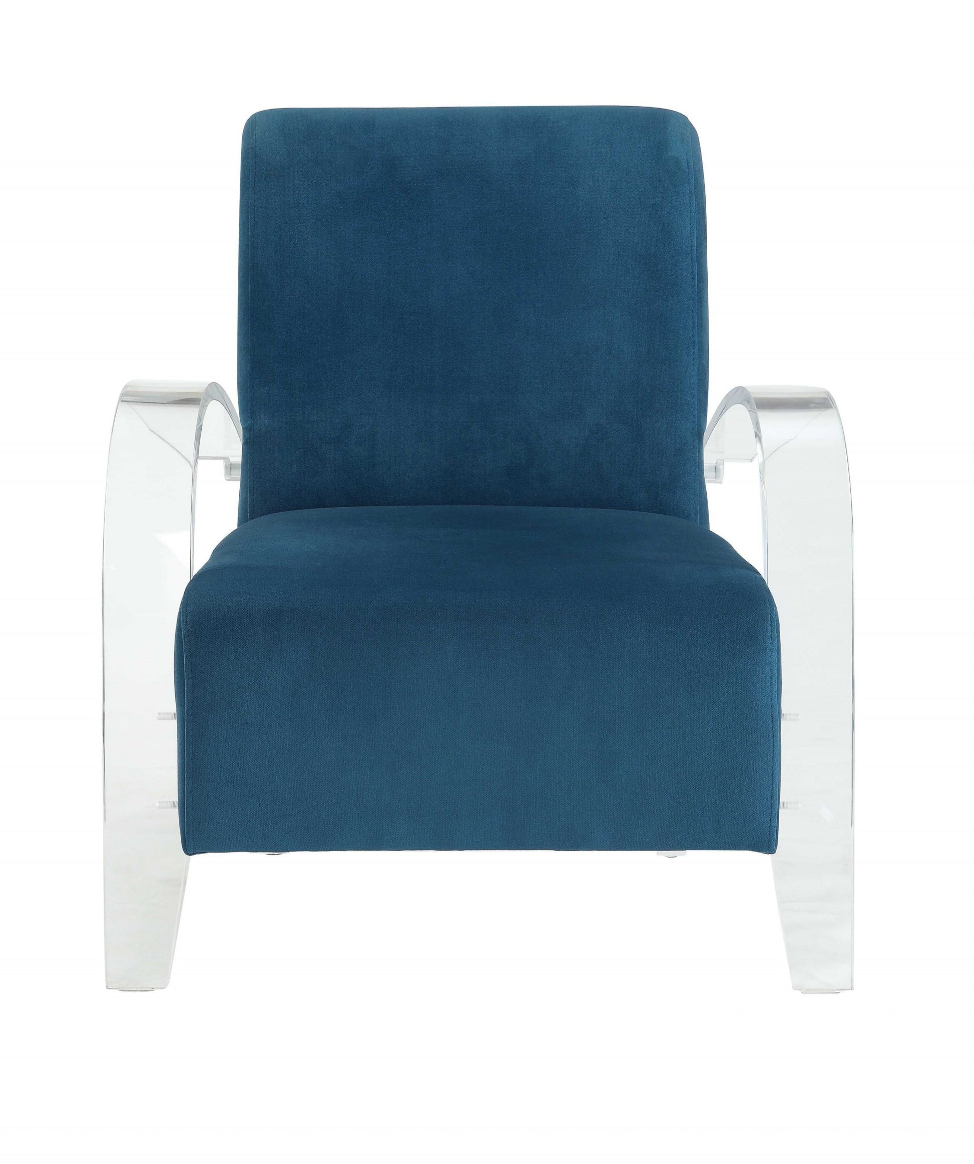 30" Blue and White Velvet Arm Chair-Accent Chairs-DECOROLALA