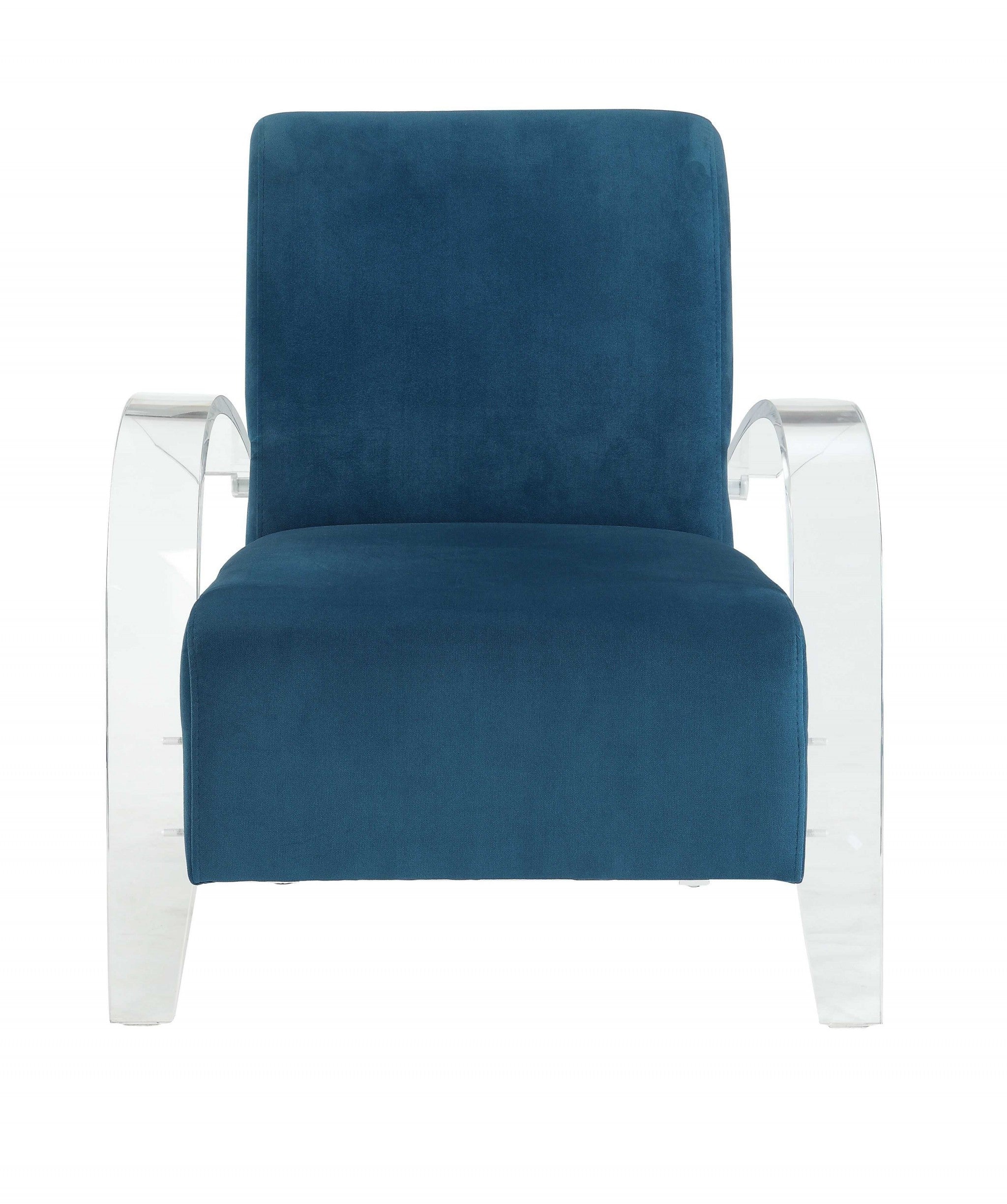 30" Blue and White Velvet Arm Chair-Accent Chairs-DECOROLALA