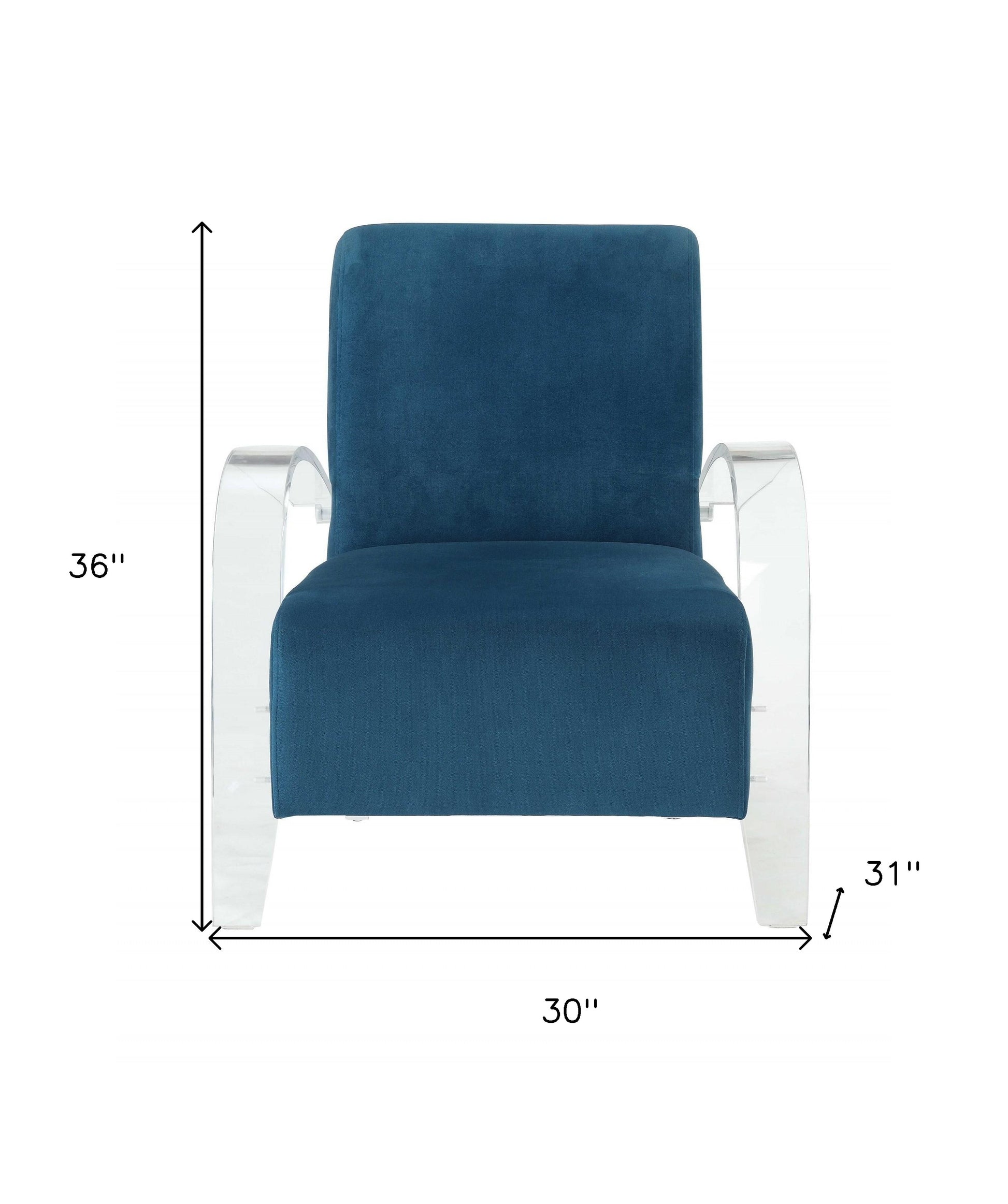 30" Blue and White Velvet Arm Chair-Accent Chairs-DECOROLALA