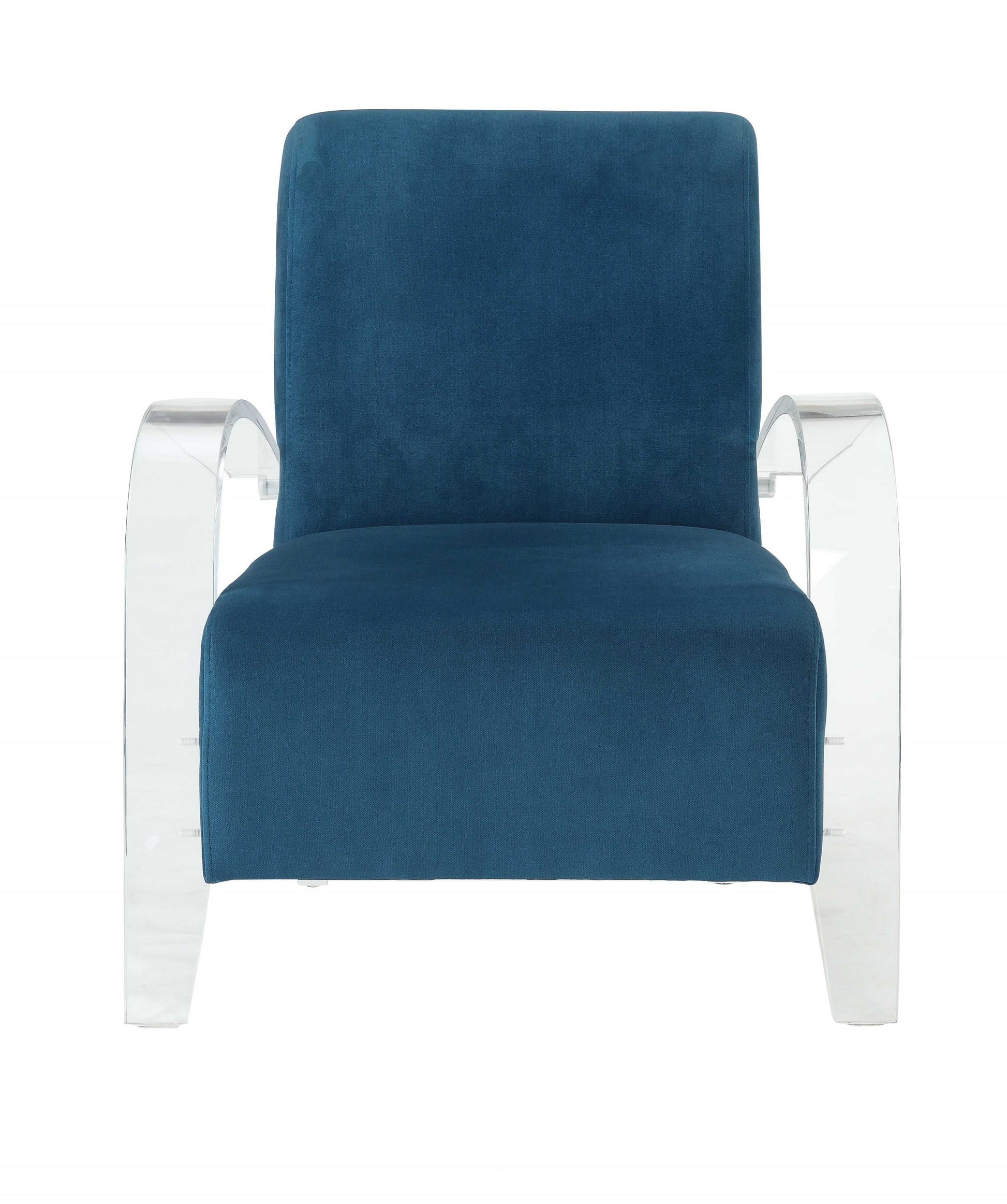 30" Blue and White Velvet Arm Chair-Accent Chairs-DECOROLALA
