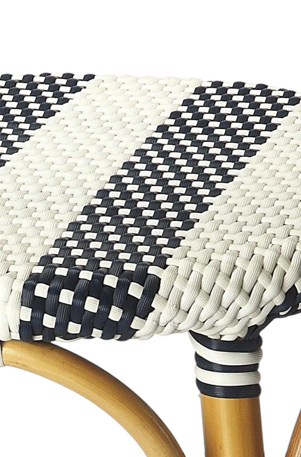 30" Blue and White and Natural Heavy Duty Rattan Backless Bar Height Bar Chair-Bar Chairs-DECOROLALA