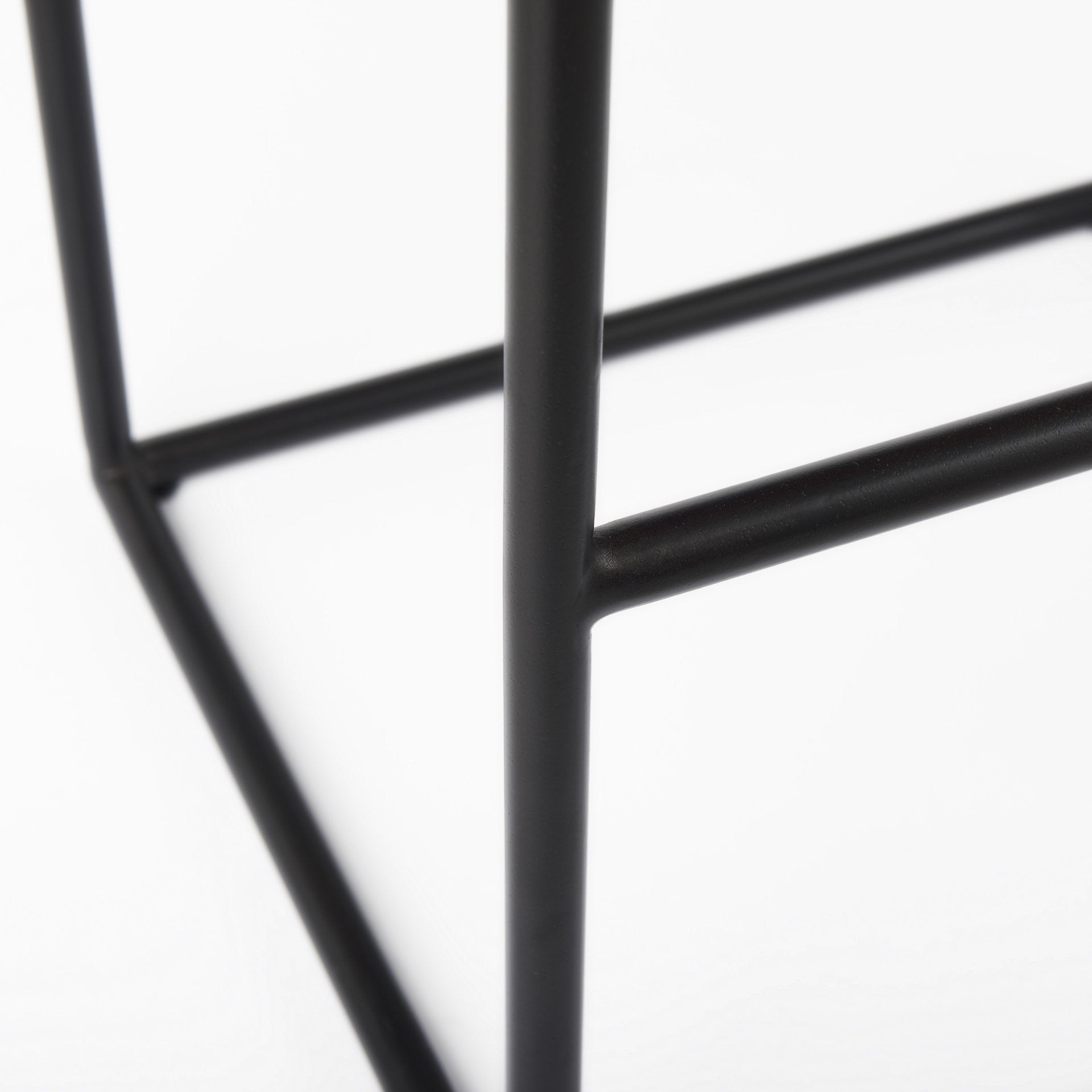 30" Brown And Black Leather And Iron Backless Bar Height Bar Chair-Bar Chairs-DECOROLALA